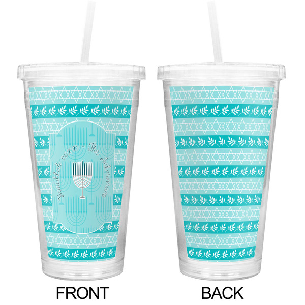 Hanukkah Double Wall Tumbler with Straw - Approval