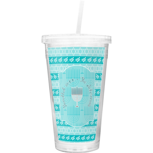 Custom Hanukkah Double Wall Tumbler with Straw (Personalized)