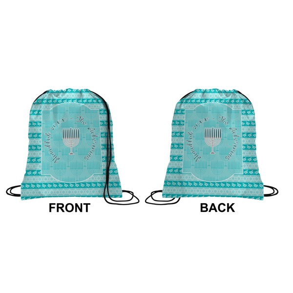 Hanukkah Drawstring Backpack Front & Back Medium