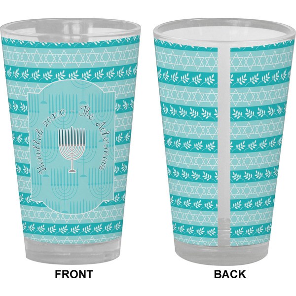 Hanukkah Pint Glass - Full Color - Front & Back Views