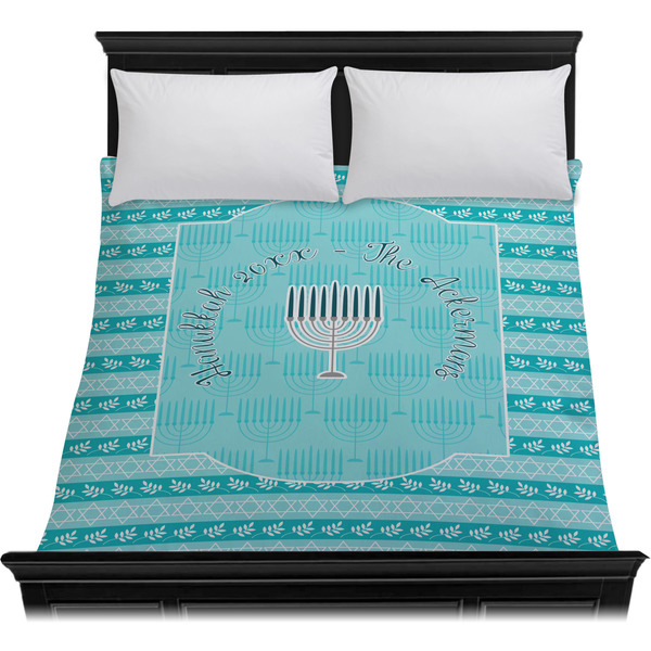 Hanukkah Duvet Cover - Queen - On Bed - No Prop