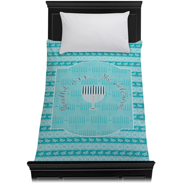 Hanukkah Duvet Cover - Twin - On Bed - No Prop