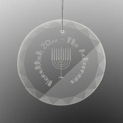 Hanukkah Engraved Glass Ornament - Round (Personalized)