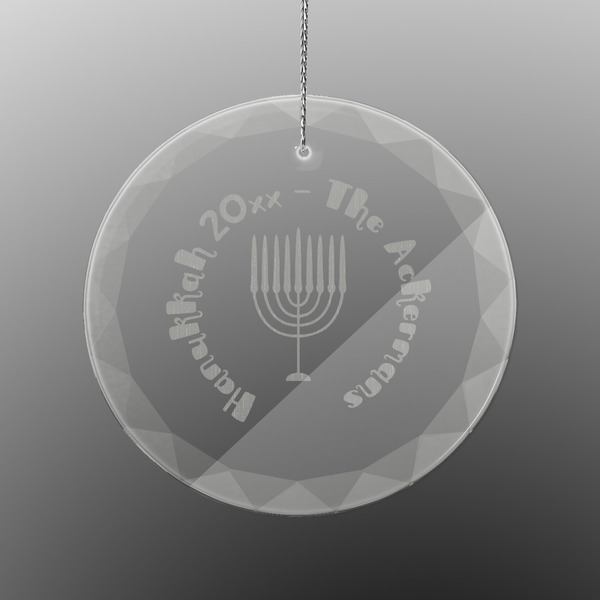 Custom Hanukkah Engraved Glass Ornament - Round (Personalized)