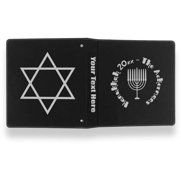 Hanukkah Leather Binder - 1" - Black- Back Spine Front View