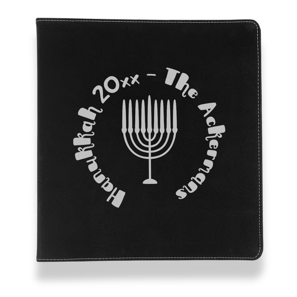Hanukkah Leather Binder - 1" - Black - Front View