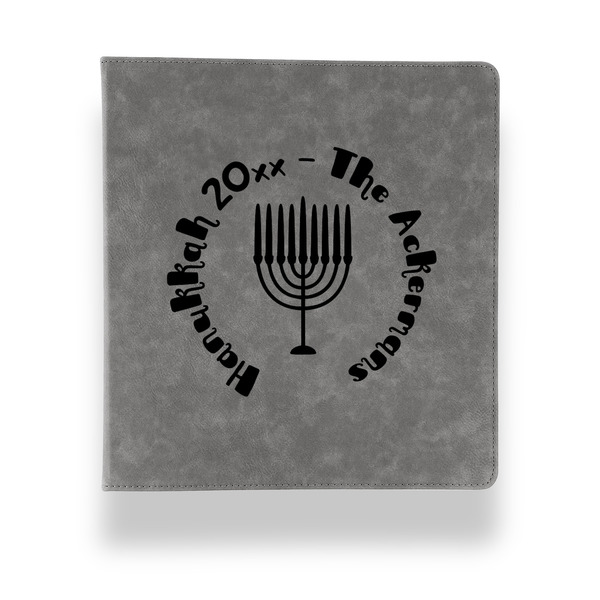 Custom Hanukkah Leather Binder - 1" - Grey (Personalized)