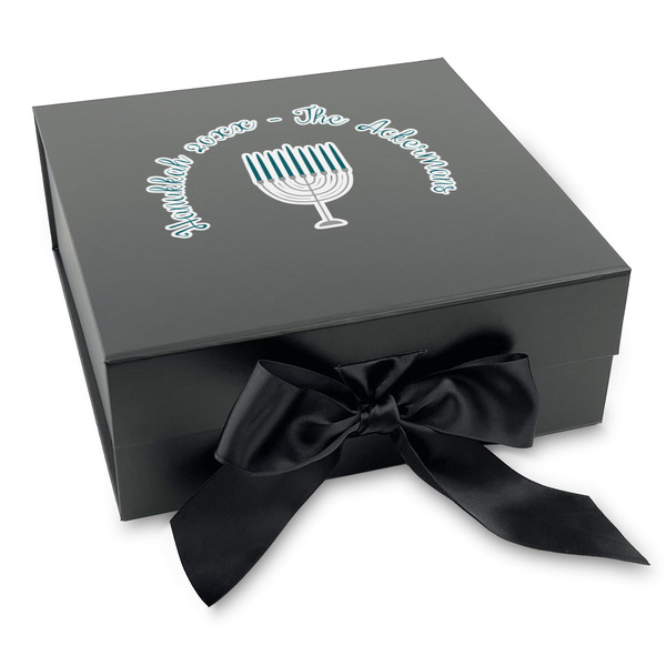 Custom Hanukkah Gift Box with Magnetic Lid - Black (Personalized)