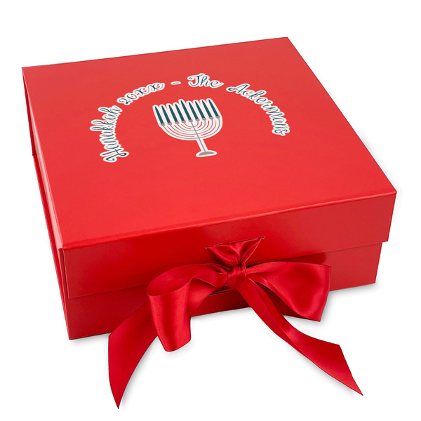 Custom Hanukkah Gift Box with Magnetic Lid - Red (Personalized)