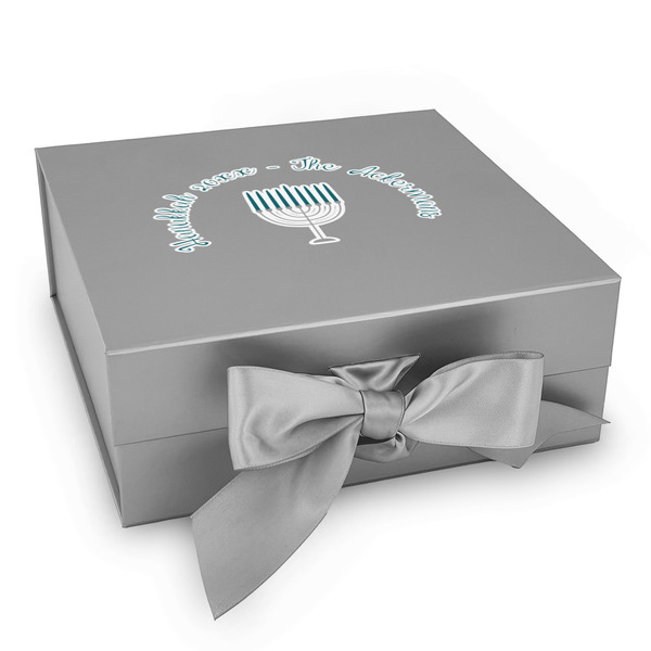 Custom Hanukkah Gift Box with Magnetic Lid - Silver (Personalized)