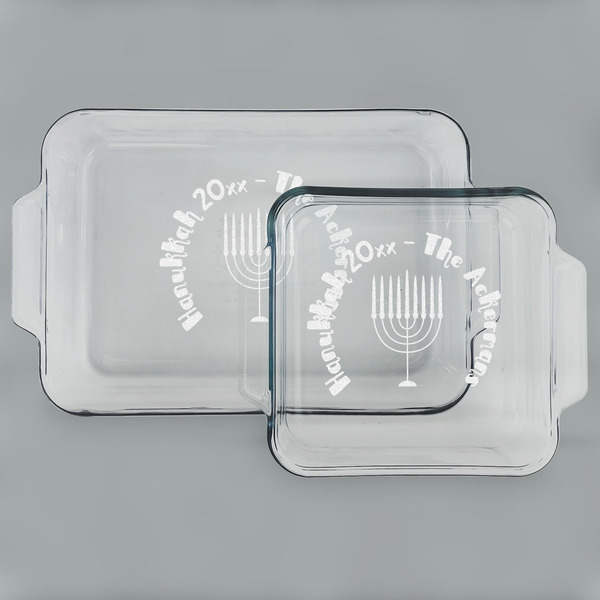 Custom Hanukkah Set of Glass Baking & Cake Dish - 13in x 9in & 8in x 8in (Personalized)