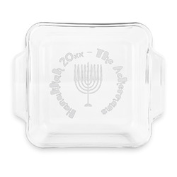 Hanukkah Glass Cake Dish with Truefit Lid - 8in x 8in (Personalized)