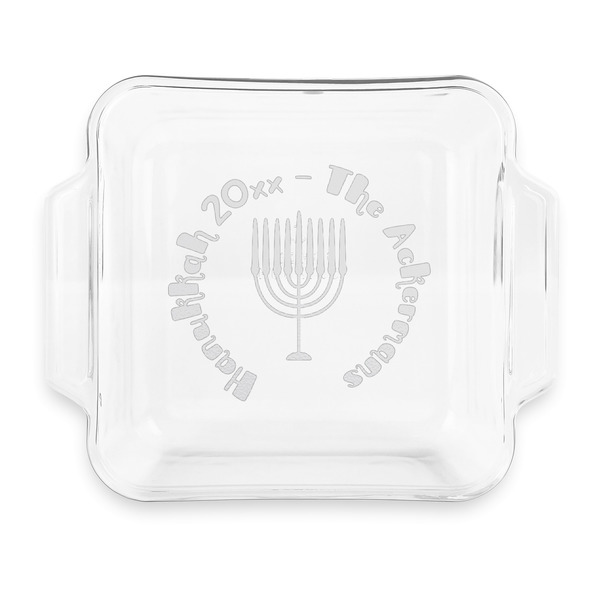 Custom Hanukkah Glass Cake Dish with Truefit Lid - 8in x 8in (Personalized)