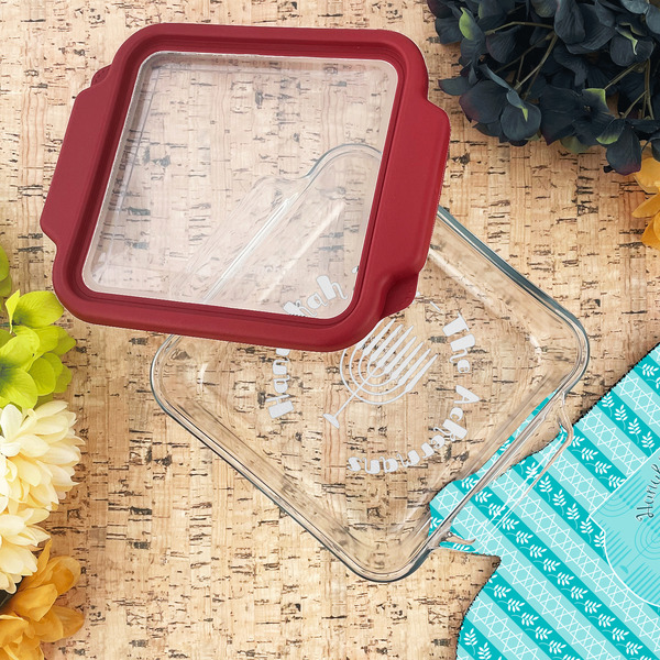 Hanukkah Glass Cake Dish - LIFESTYLE (8x8)