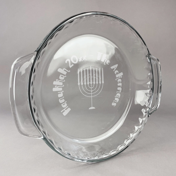 Custom Hanukkah Glass Pie Dish - 9.5in Round (Personalized)