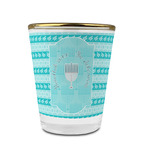 Hanukkah Glass Shot Glass - 1.5 oz - with Gold Rim - Set of 4 (Personalized)