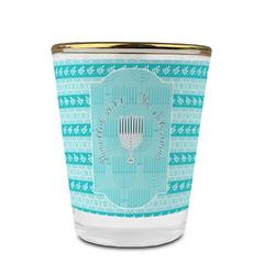Hanukkah Glass Shot Glass - 1.5 oz - with Gold Rim - Single (Personalized)