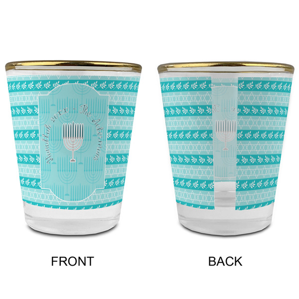 Hanukkah Glass Shot Glass - with gold rim - APPROVAL