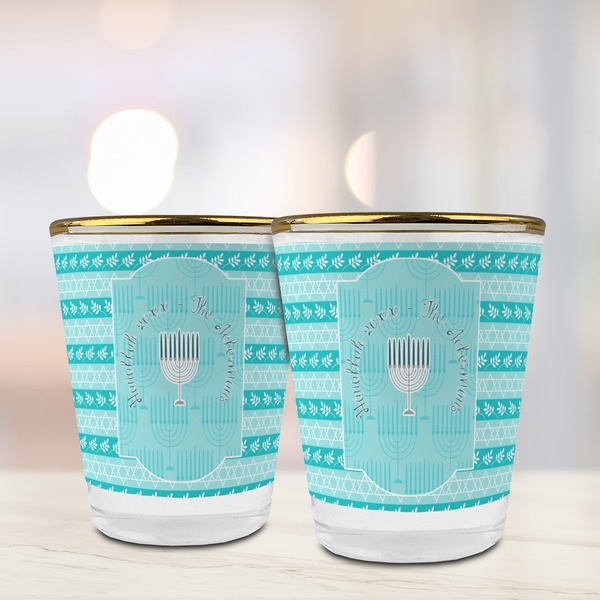 Hanukkah Glass Shot Glass - with gold rim - LIFESTYLE