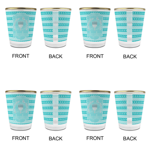 Hanukkah Glass Shot Glass - with gold rim - Set of 4 - APPROVAL