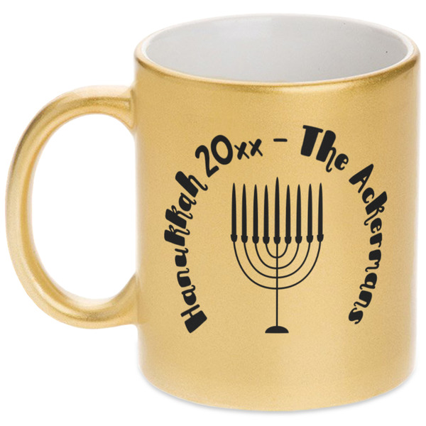 Custom Hanukkah Metallic Gold Mug (Personalized)