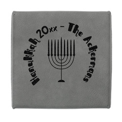 Hanukkah Jewelry Gift Box - Engraved Leather Lid (Personalized)