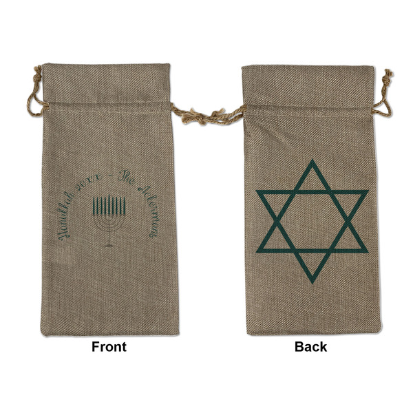 Custom Hanukkah Large Burlap Gift Bag - Front & Back (Personalized)