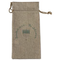 Hanukkah Large Burlap Gift Bag - Front (Personalized)