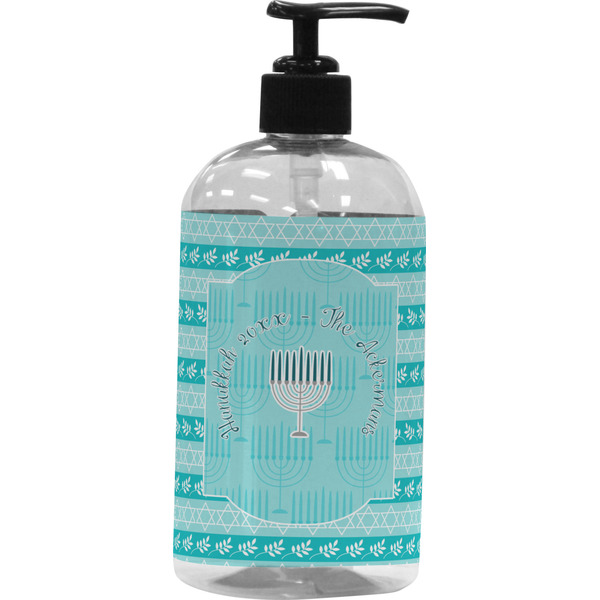 Custom Hanukkah Plastic Soap / Lotion Dispenser (16 oz - Large - Black) (Personalized)
