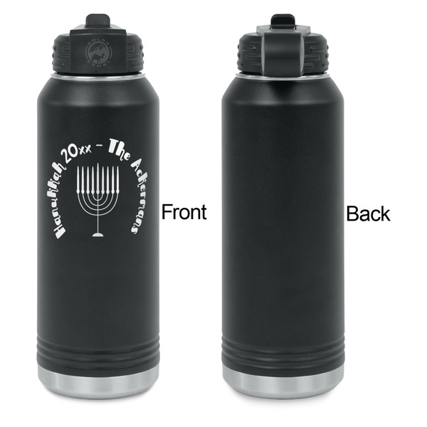 Hanukkah Laser Engraved Water Bottles - Front Engraving - Front & Back View
