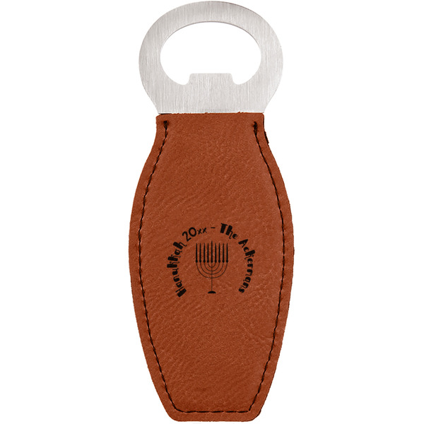 Custom Hanukkah Leatherette Bottle Opener - Double Sided (Personalized)