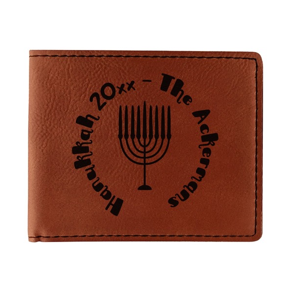 Custom Hanukkah Leatherette Bifold Wallet (Personalized)