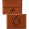 Hanukkah Leather Business Card Holder - Front Back