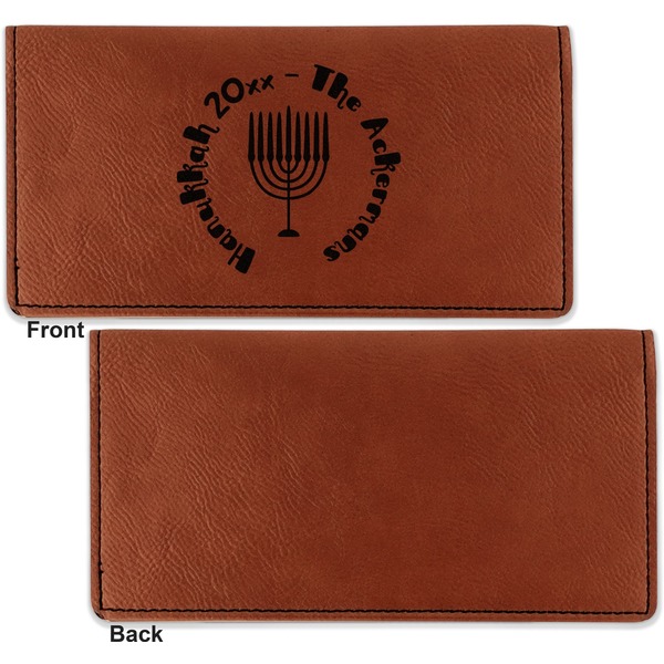 Hanukkah Leather Checkbook Holder Front and Back Single Sided - Apvl