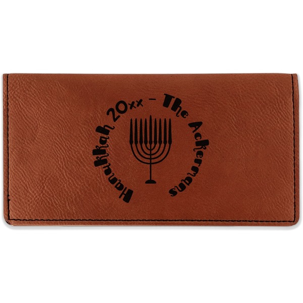 Custom Hanukkah Leatherette Checkbook Holder - Double Sided (Personalized)