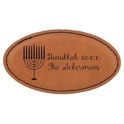 Hanukkah Leatherette Oval Name Badge with Magnet (Personalized)
