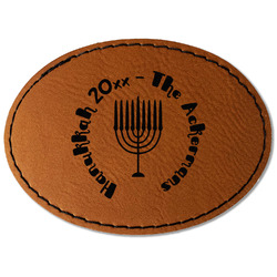 Hanukkah Faux Leather Iron On Patch - Oval (Personalized)