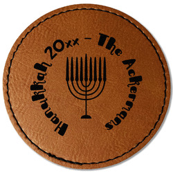 Hanukkah Faux Leather Iron On Patch - Round (Personalized)