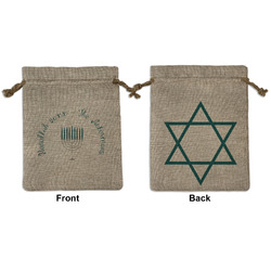 Hanukkah Medium Burlap Gift Bag - Front & Back (Personalized)