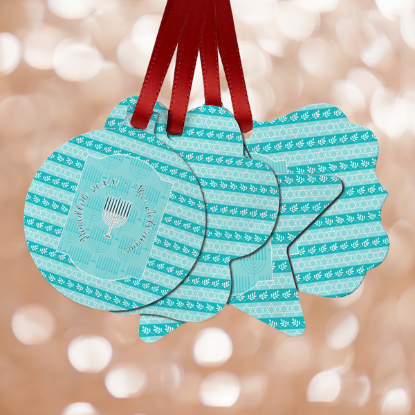 Custom Hanukkah Metal Ornaments - Double Sided w/ Name or Text