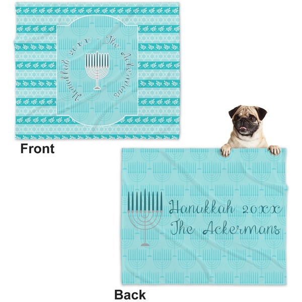 Hanukkah Microfleece Dog Blanket - Large- Front & Back