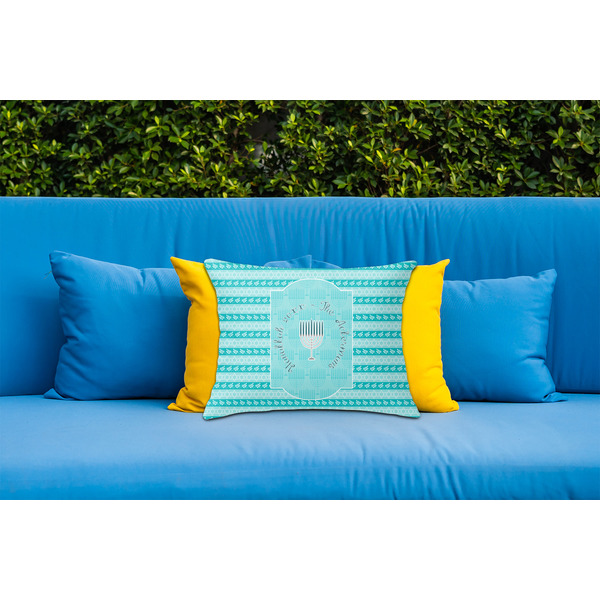 Hanukkah Outdoor Throw Pillow  - LIFESTYLE (Rectangular - 20x14)