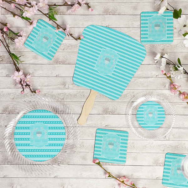 Hanukkah Party Supplies Combination Image - All items - Plates, Coasters, Fans