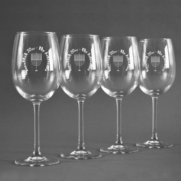 Hanukkah Personalized Wine Glasses (Set of 4)