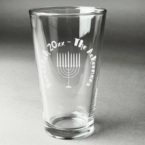 Custom Hanukkah Pint Glass - Engraved (Single) (Personalized)