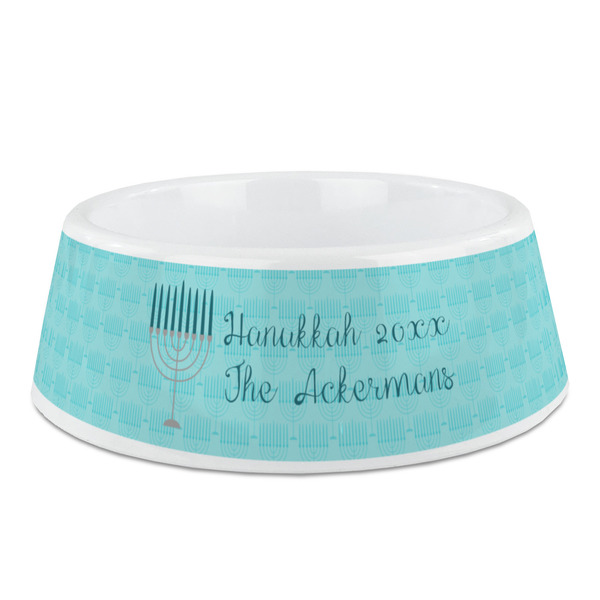 Custom Hanukkah Plastic Dog Bowl - Medium (Personalized)