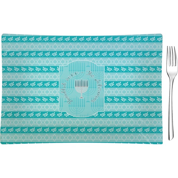 Custom Hanukkah Rectangular Glass Appetizer / Dessert Plate - Single or Set (Personalized)