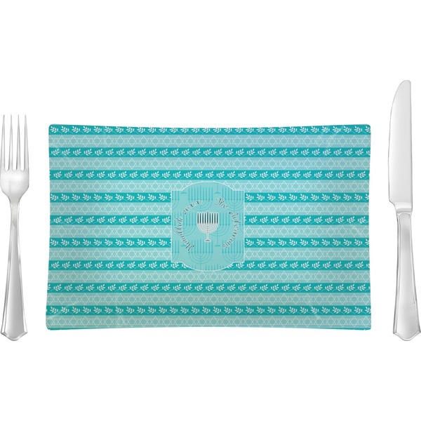 Custom Hanukkah Rectangular Glass Lunch / Dinner Plate - Single or Set (Personalized)