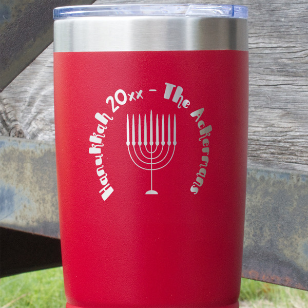 Hanukkah Red Polar Camel Tumbler - 20oz - Close Up