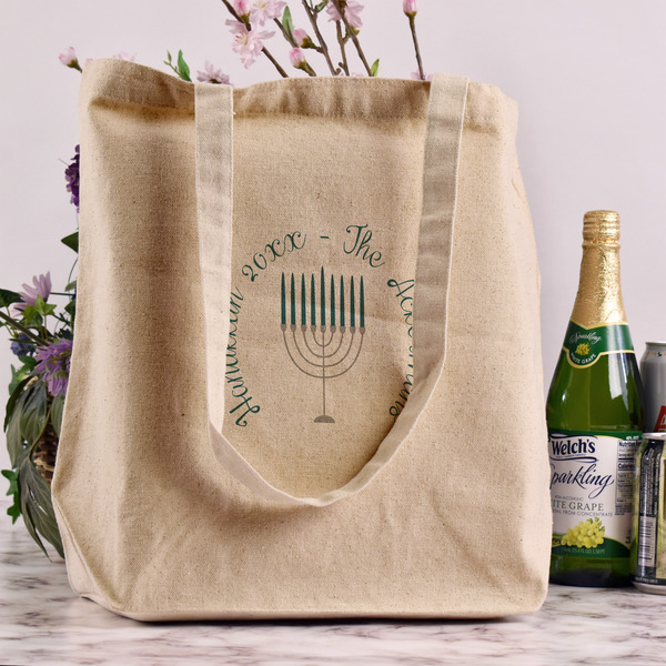 Hanukkah Reusable Cotton Grocery Bag - In Context